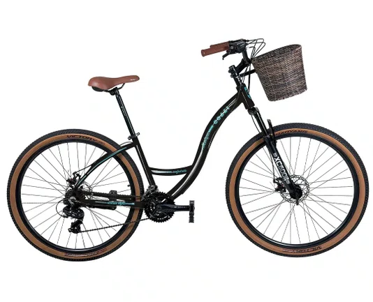 BIC. COLLI MUNIQUE ALUMINIO 21V A.29 F.DISCO TM 17 KIT SHIMANO *C/ CESTO PRETO BRILHANTE D