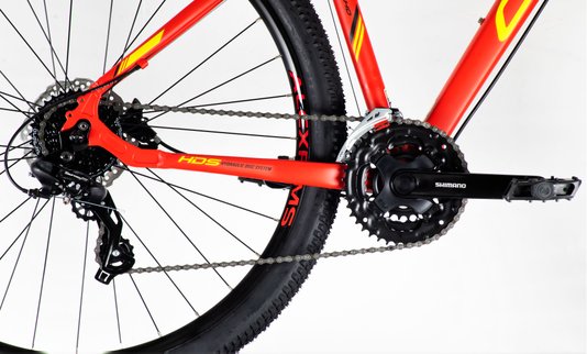 Bicicleta Aro 29 Oggi Hacker HDS 24v Vermelha/Amarela/Preta