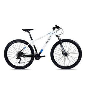 Bicicleta Colli Hills Aro 29 2026 Branco/Azul/Preto Shimano Acera 2X8 Tamanho S